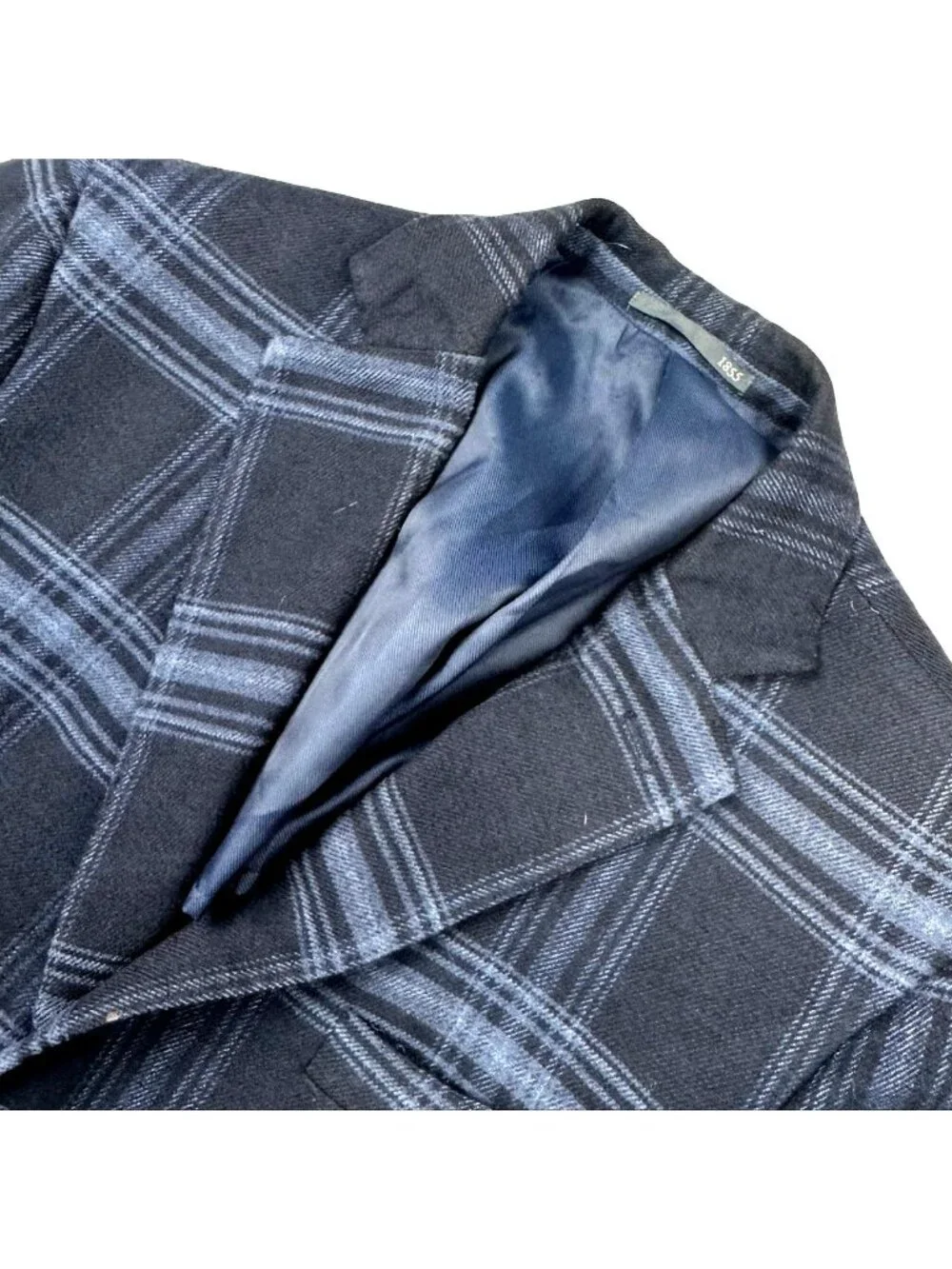 Dan John Men’s Wool Blend 2-Button Blazer Blue Gray Plaid • 40R US 50 EU
